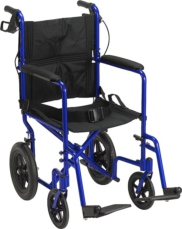 Lightweight Expedition Aluminum Transport Chair Drive Medical EXP19LTBL Blue