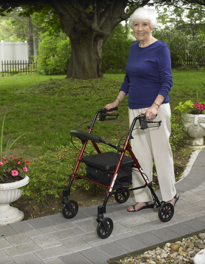 Adjustable Height Rollator Rolling Walker with 6" Wheels Drive Medical RTL10261BL Blue