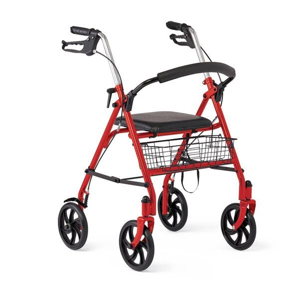 Medline Basic Steel Rollator, 8" Wheels Medline Industries, Inc. Red