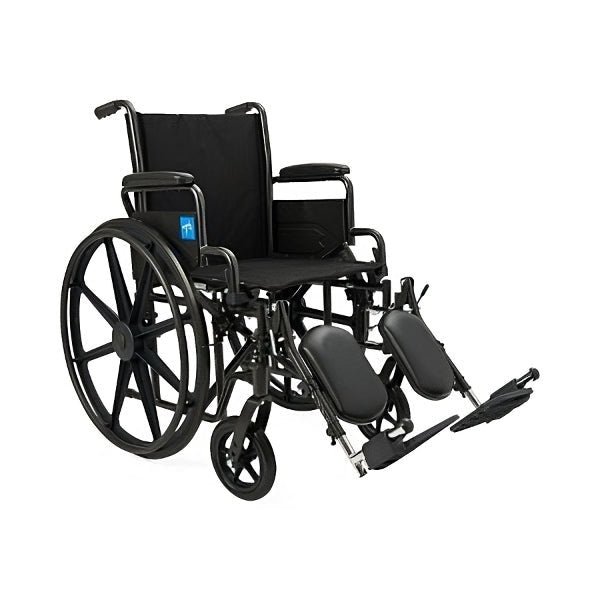 Medline Guardian K1 Folding Manual Wheelchair, Nylon Medline Industries, Inc. K1166N22E 16" Elevating